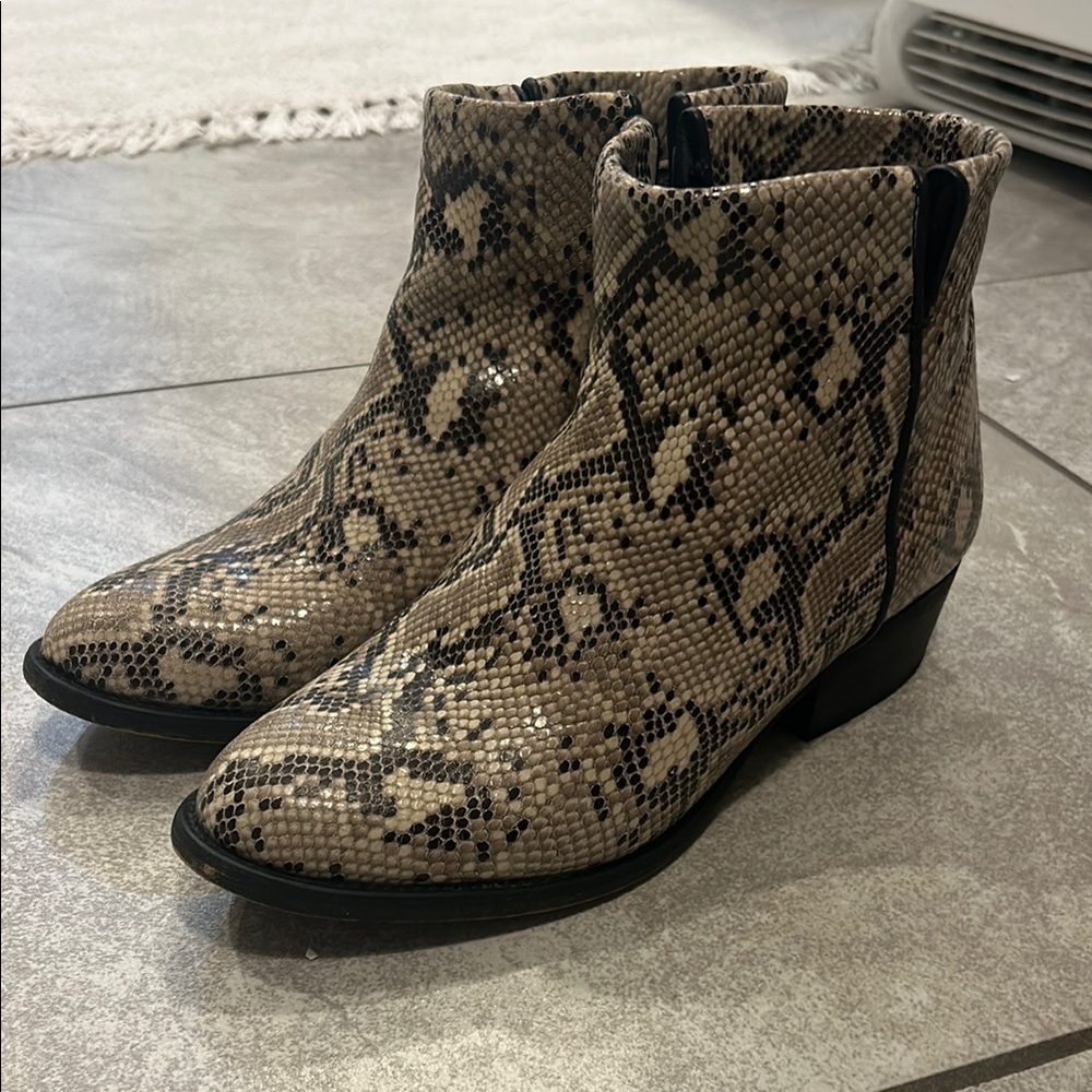 Snakeskin Ankle Boots with Low Heel